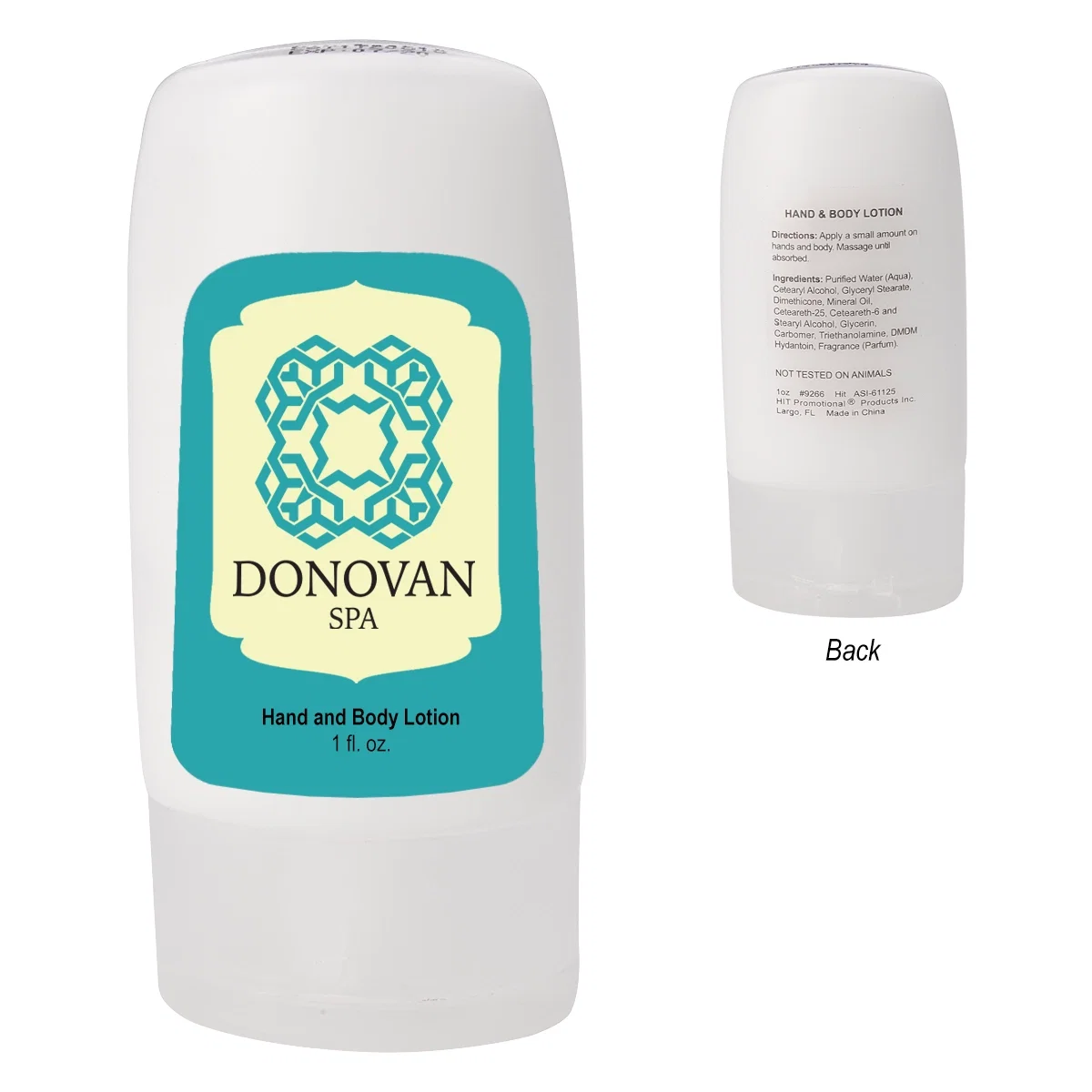 Travel size moisturizer held in the palm of a hand