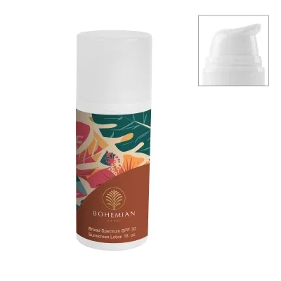 One ounce sunscreen bottle in white recycled plastic