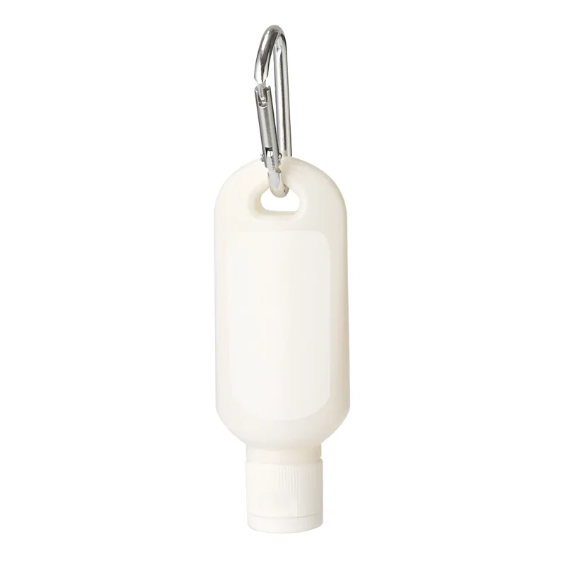 Angled shot of the slim travel-friendly container
