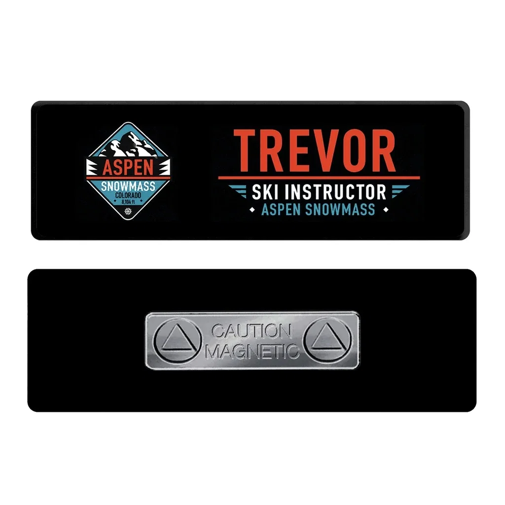 1 x 3 Name Badge - Magnet Back — Black