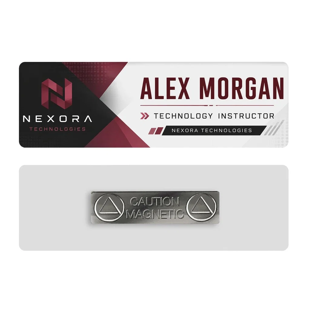 1 x 3 Name Badge - Magnet Back — White — view 4