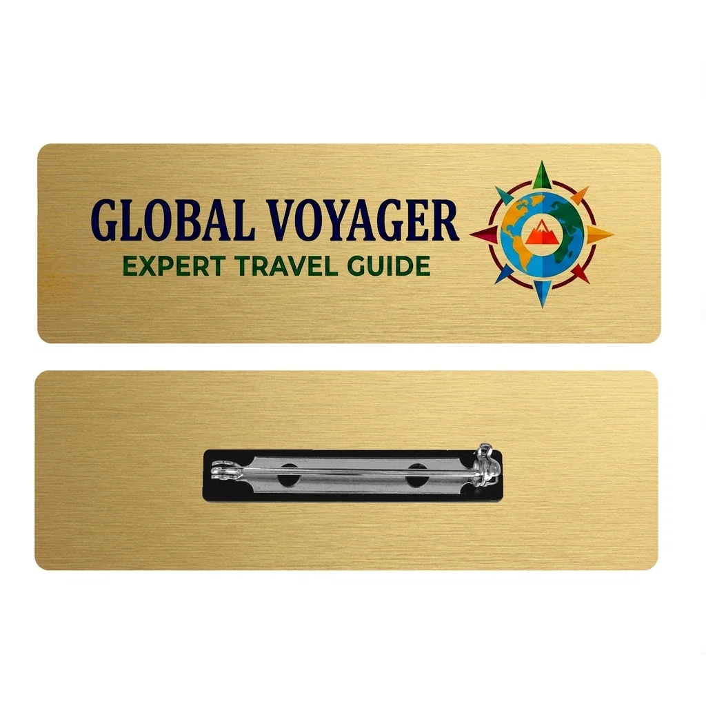 1 x 3 Name Badge - Pin Back — Gold — view 3