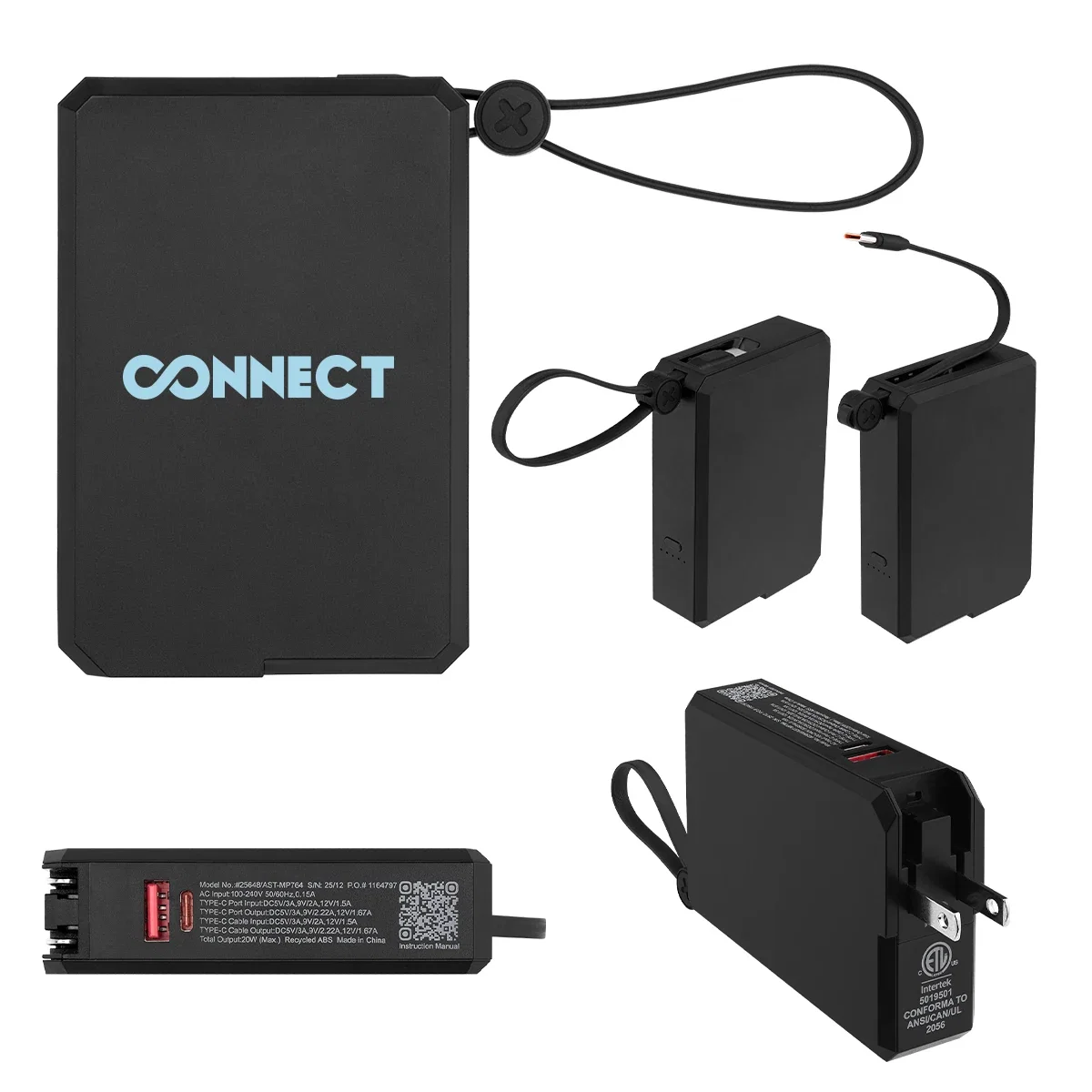 Folding prongs tucked into the black housing