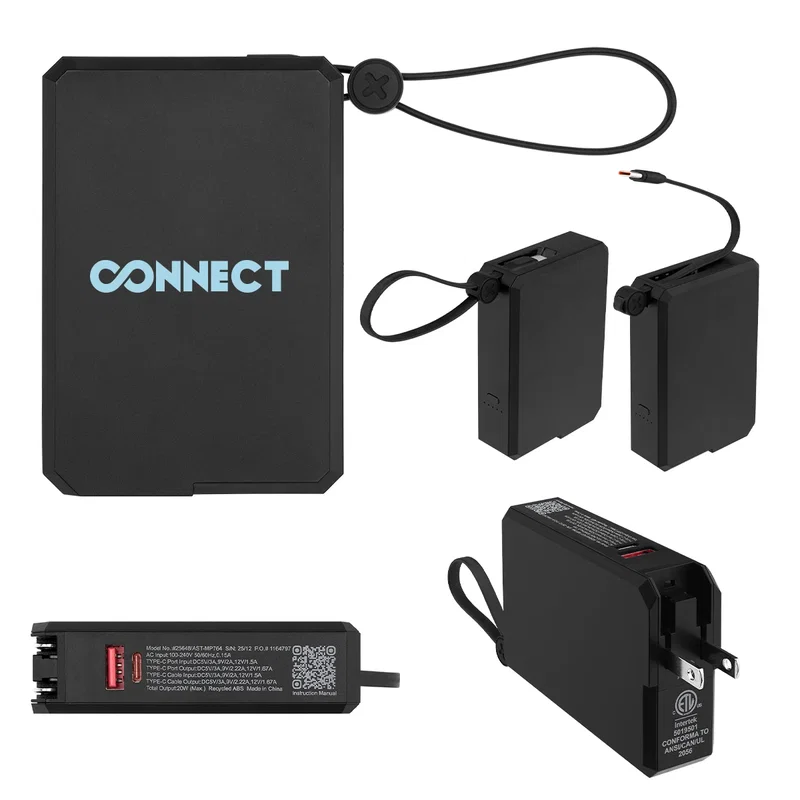 Folding prongs tucked into the black housing