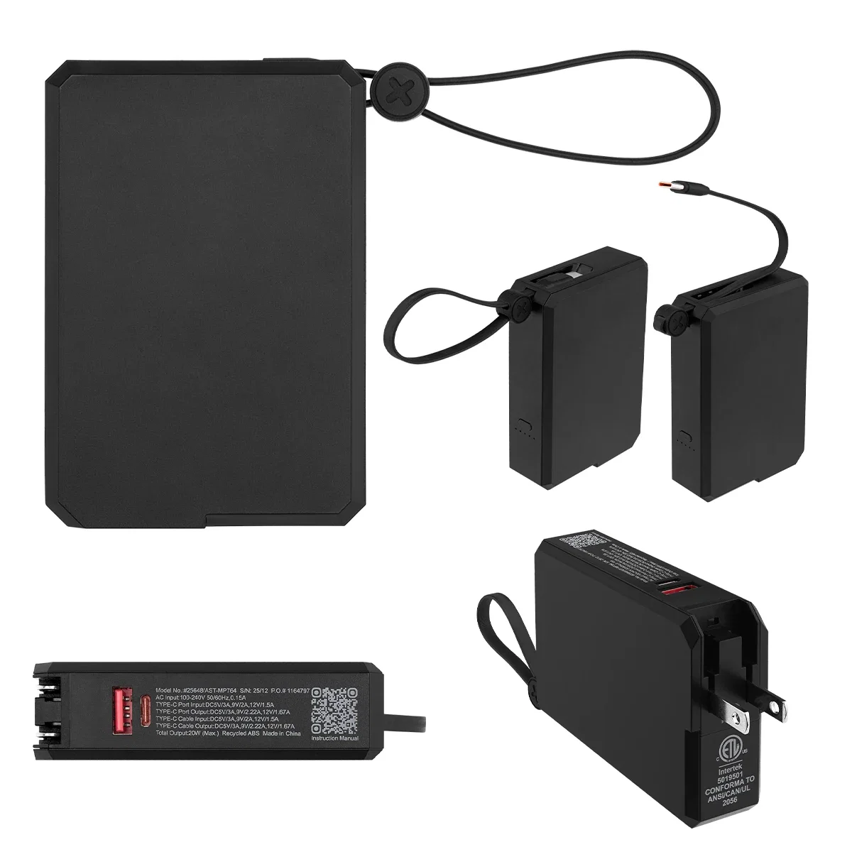 Palm-sized 10,000 mAh charger at a three-quarter angle