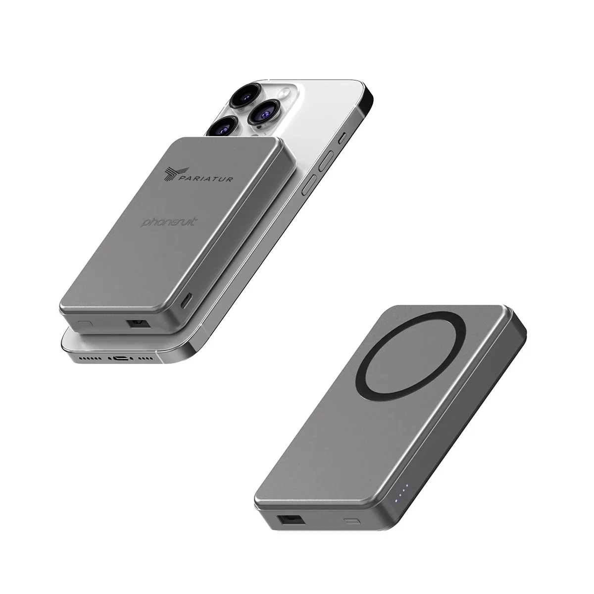 Four inch tall power bank held in one hand