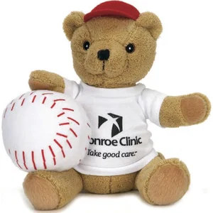 Baseball Player Stuffed Bear - 10"