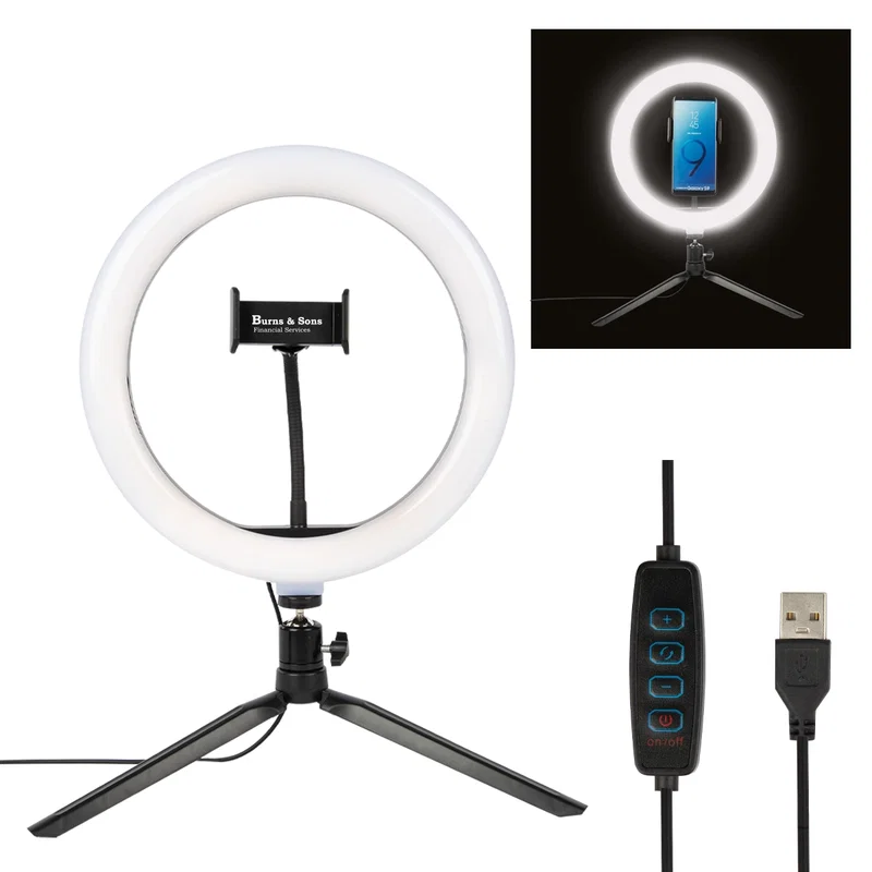 LED Ring Light With Phone Holder - 10"