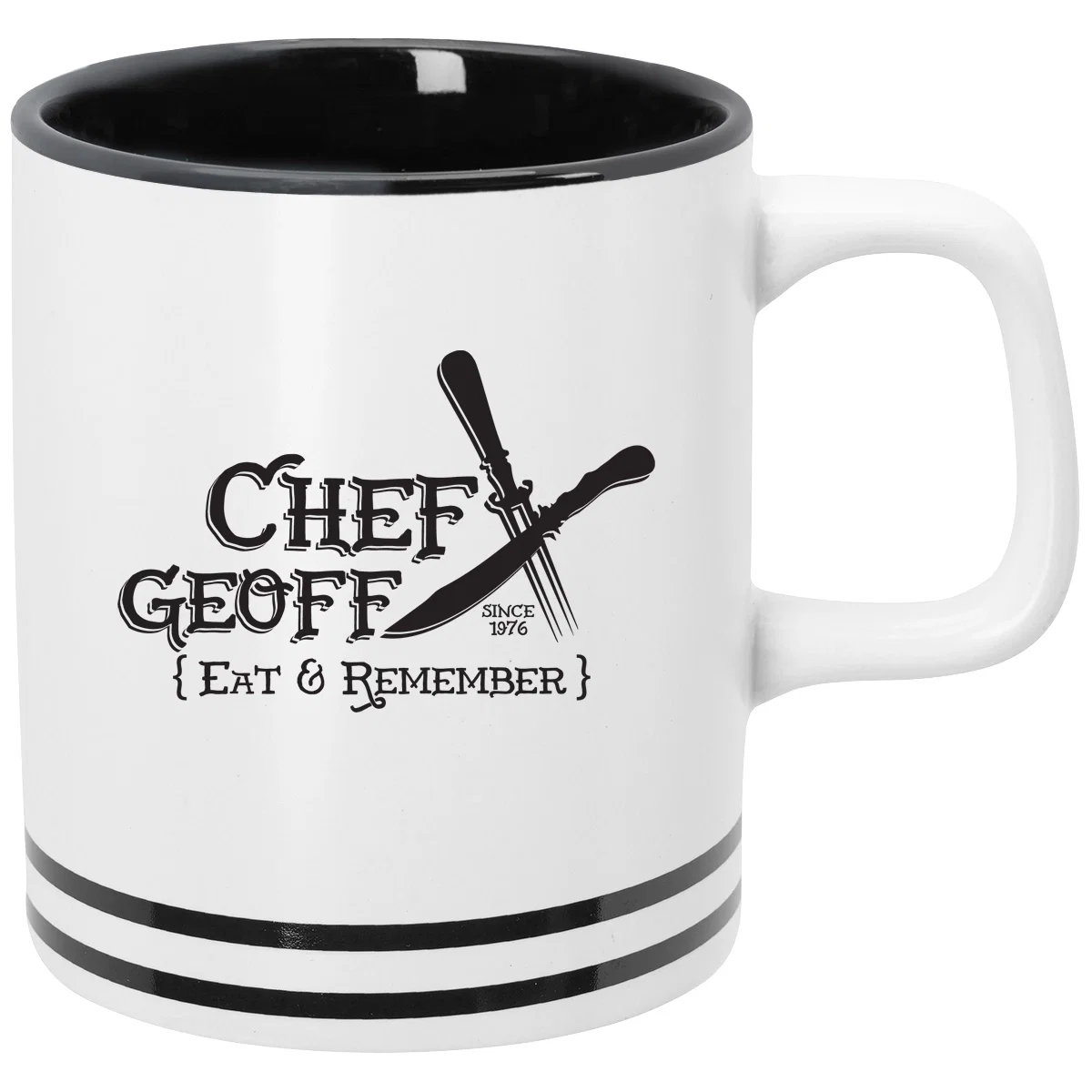 Ten ounce ceramic mug standing under four inches tall