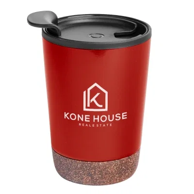 Ten ounce stainless steel tumbler with a cork base