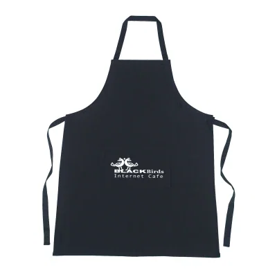 Full length cotton apron measuring about thirty-five inches tall