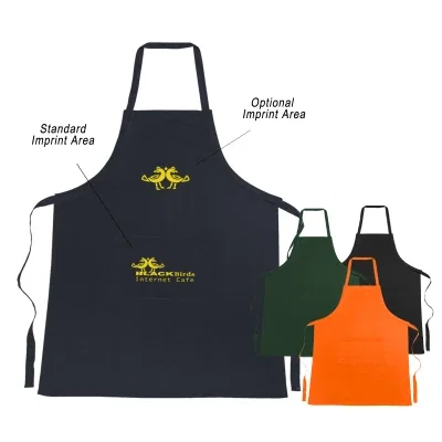 Black apron shown flat from the front
