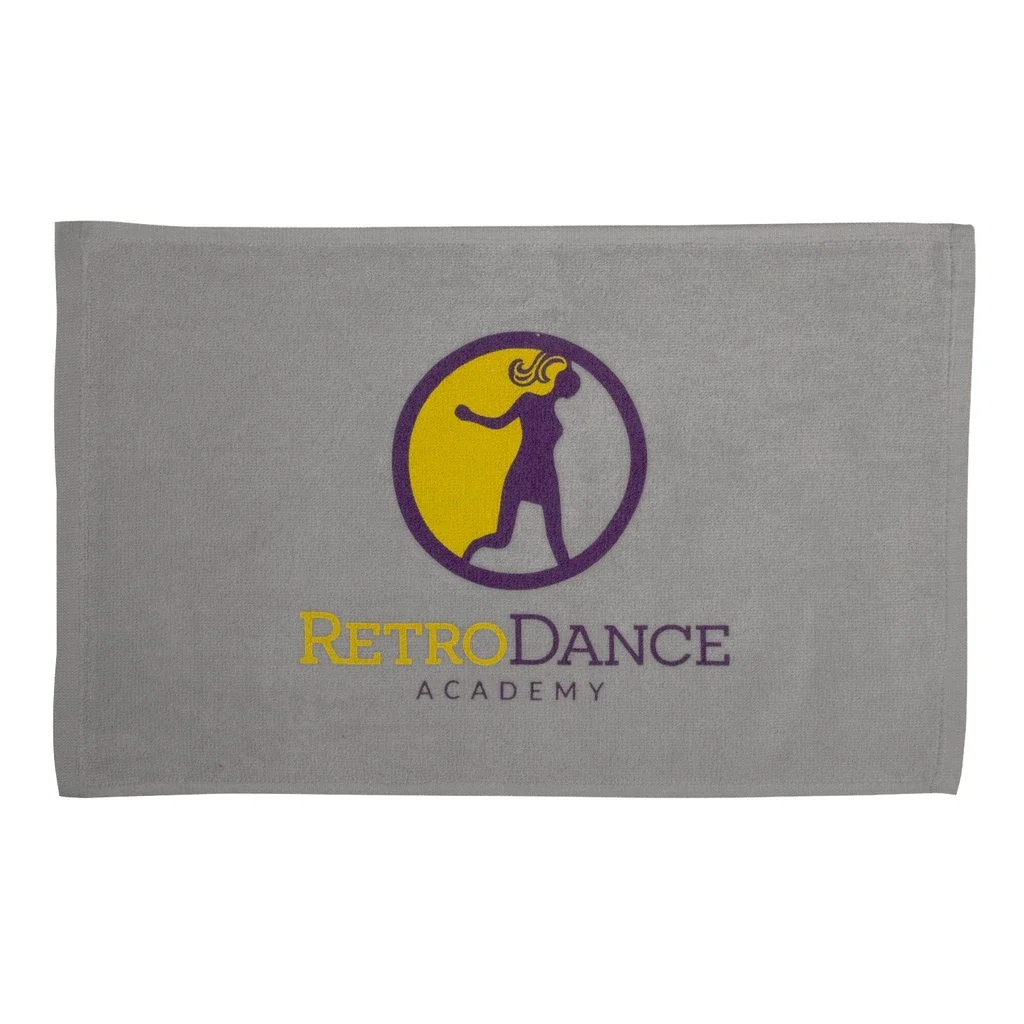 100% Cotton Terry Velour Hem Color Sports Towels — Gray — view 2