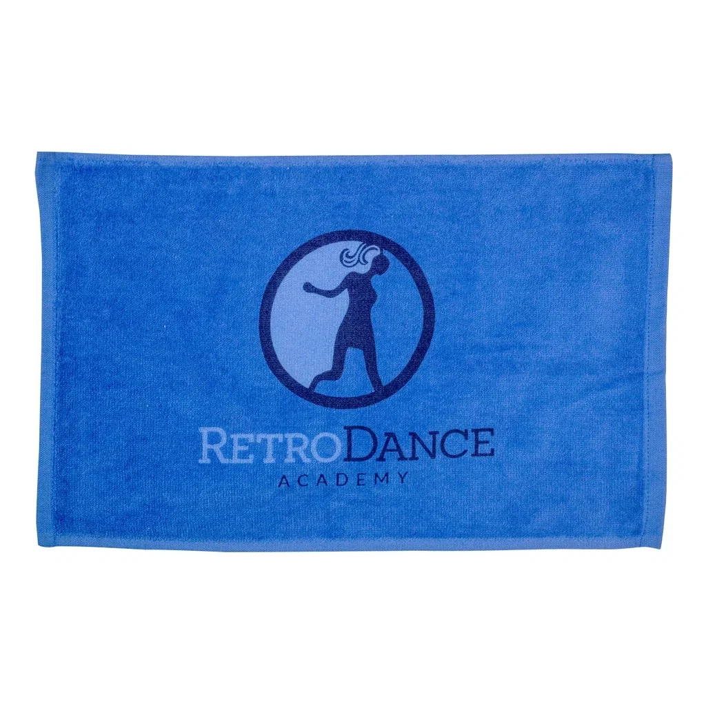 100% Cotton Terry Velour Hem Color Sports Towels — Royal — view 3