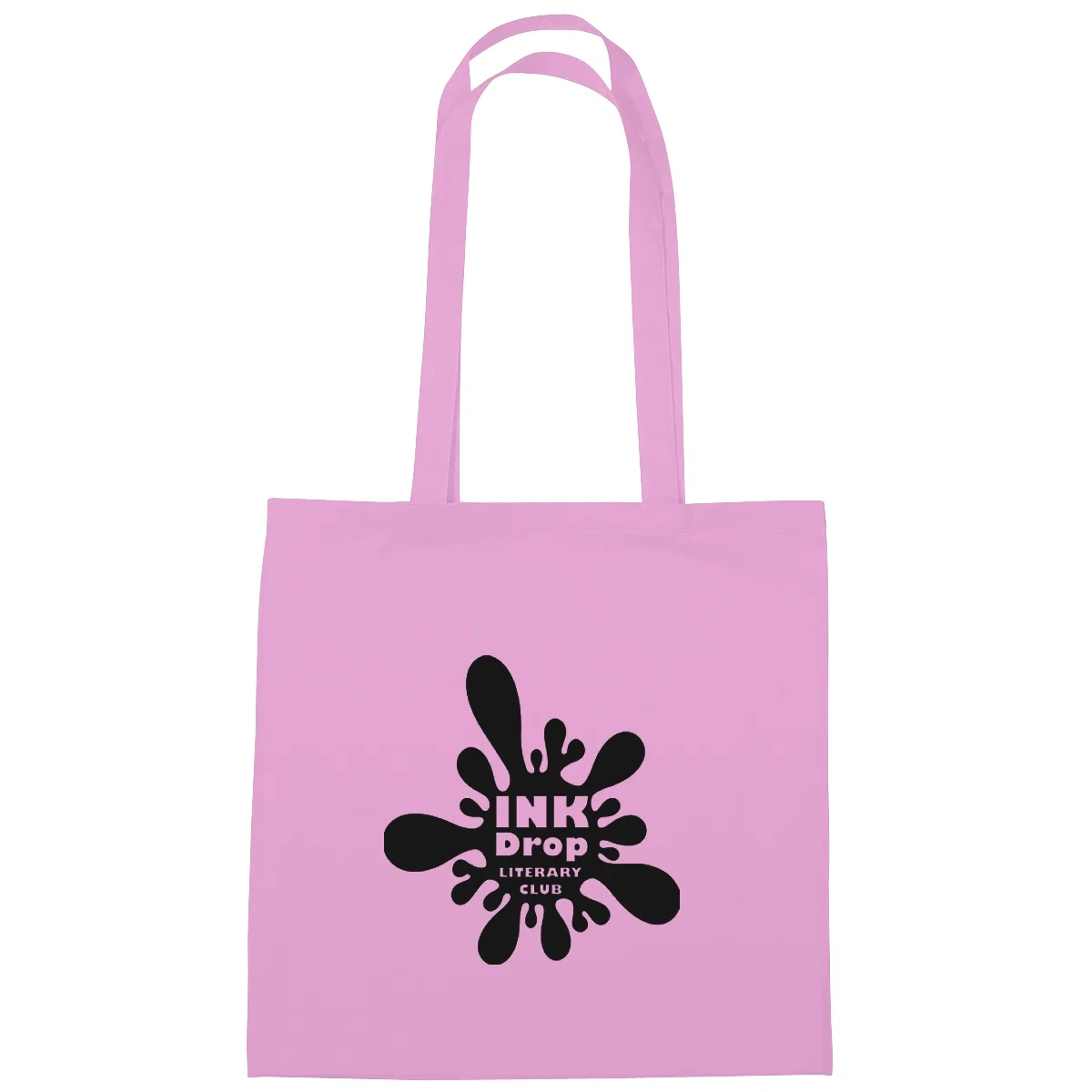 Pink cotton carrier held open at the top