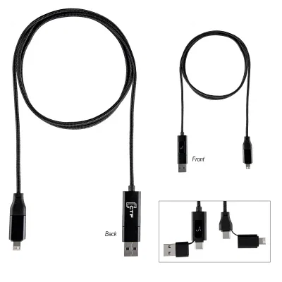 Three foot black charging cable coiled in a loop