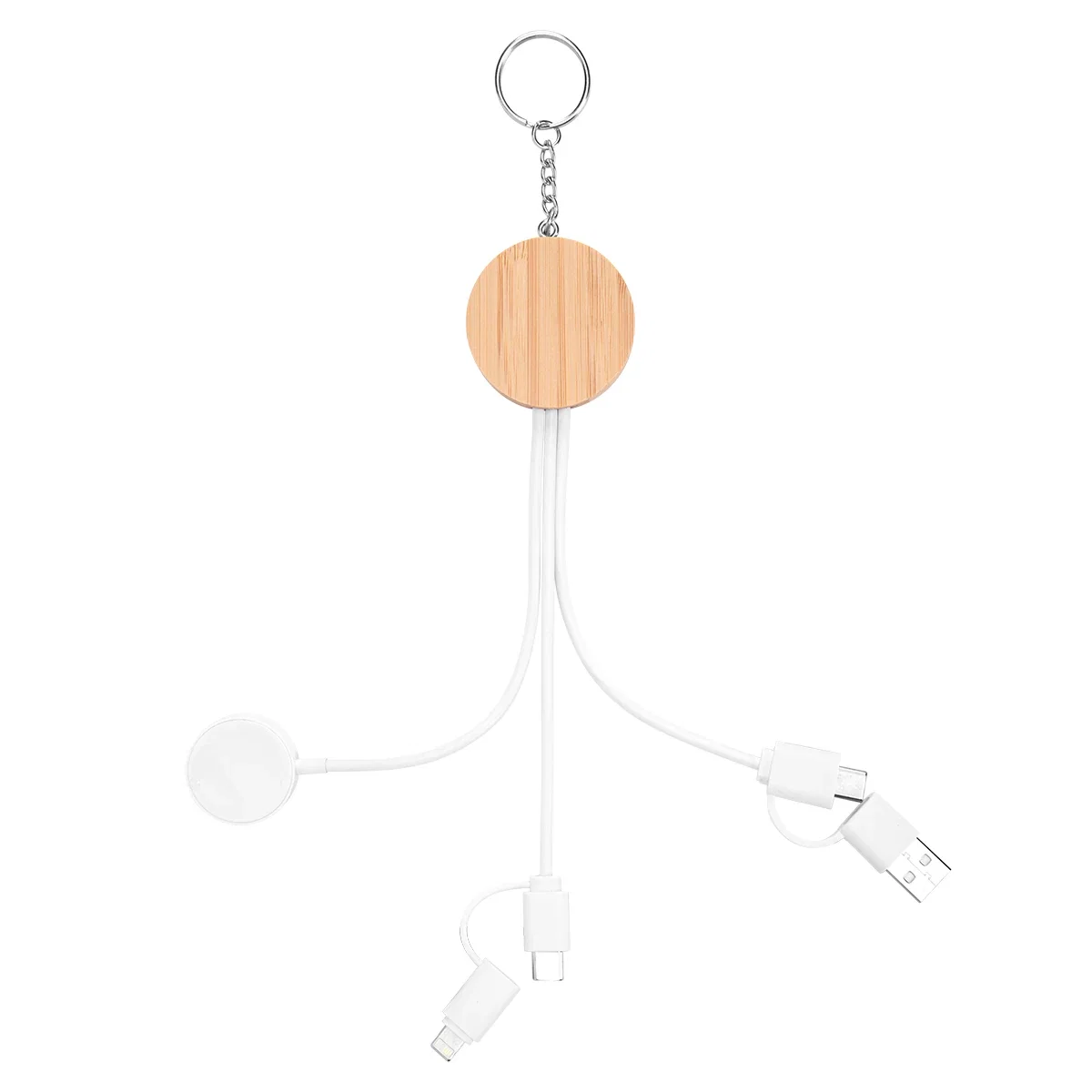 Cables extended out from the compact keyring body