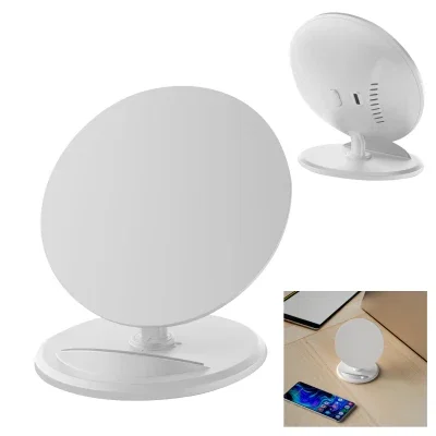 Phone resting upright on the angled charging surface