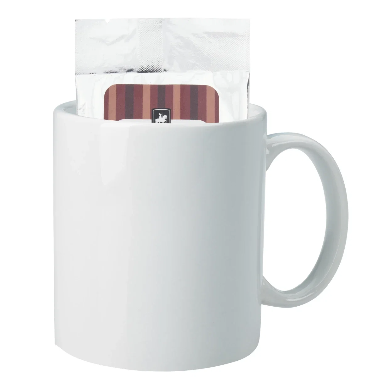 Cocoa pouch resting inside the empty drinkware