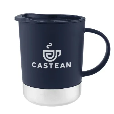 Eleven ounce mug with a rounded handle and tapered body