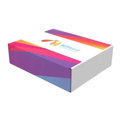 Wide mailer box measuring eleven inches across and three deep