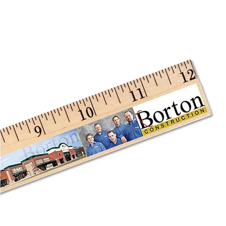 12" Clear Lacquer Wood Ruler - English Scale