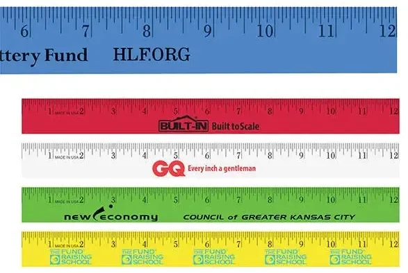 12" Enamel Wood Ruler - English Scale