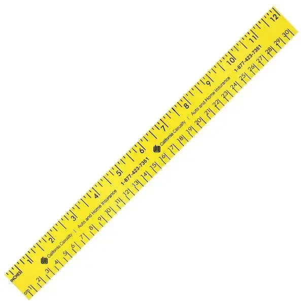 12" Fluorescent Wood Ruler - English & Metric Scale — view 2