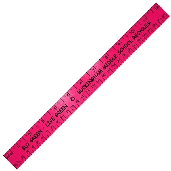 12" Fluorescent Wood Ruler - English & Metric Scale — view 3