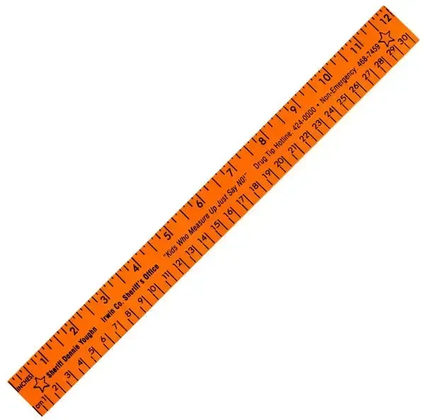 12" Fluorescent Wood Ruler - English & Metric Scale — view 4