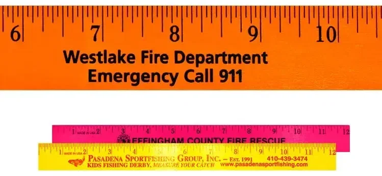 12" Fluorescent Wood Ruler - English Scale