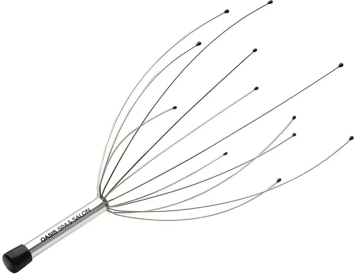 12-Leg Stainless Scalp Massager, custom promotional massager front view with flexible steel legs