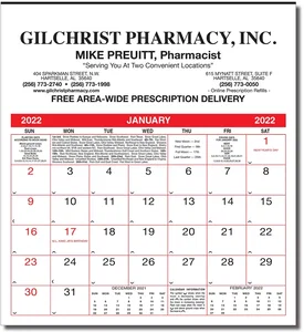 12 Month Almanac Memo Wall Calendar