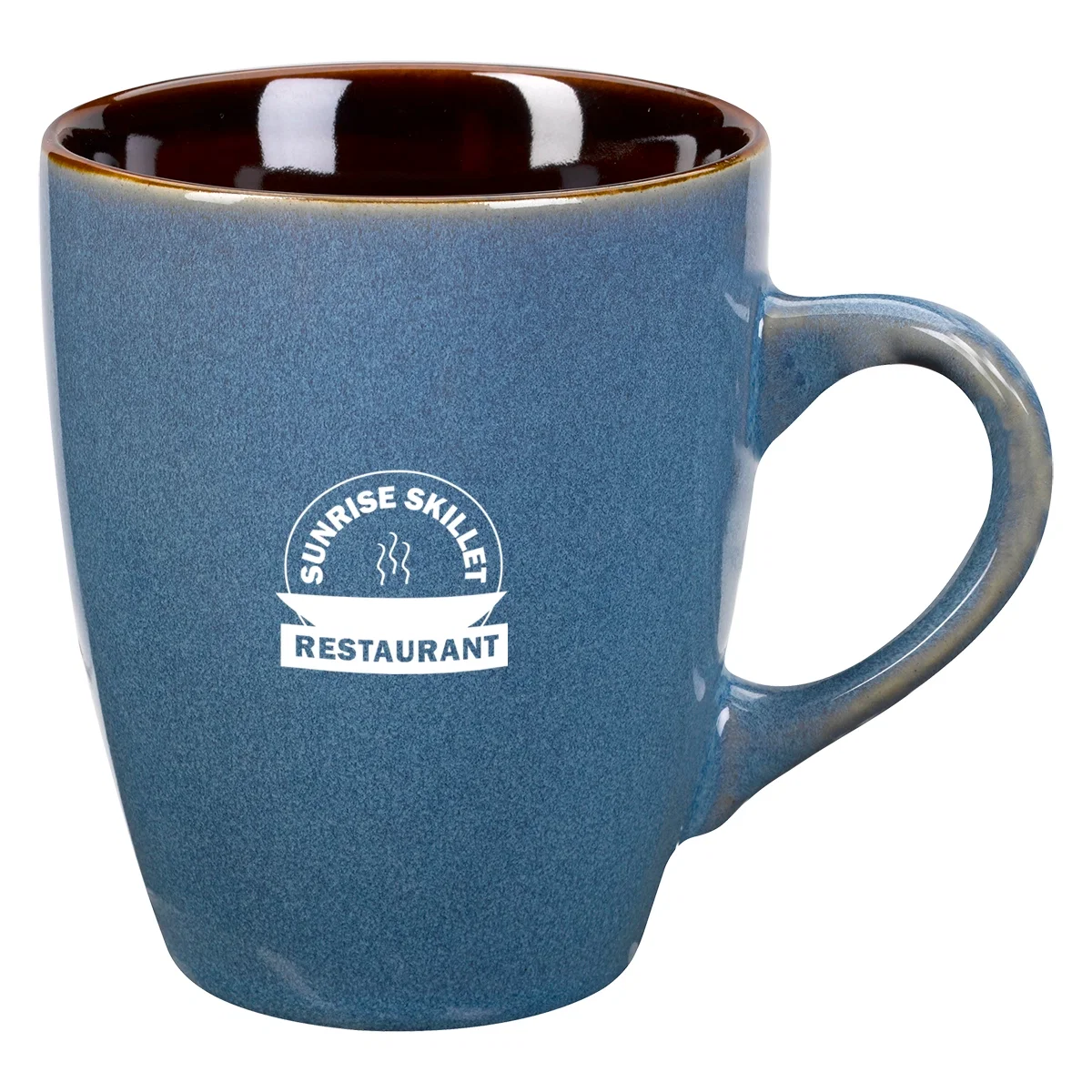 Twelve ounce artisan mug with a rounded handle