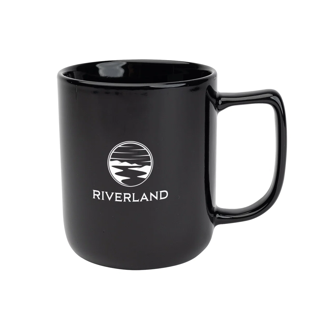 Handle detail curving away from the mug body