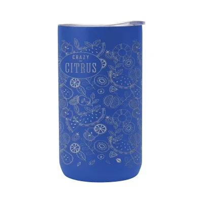 Double walled can cooler with a full wrap laser engraving area