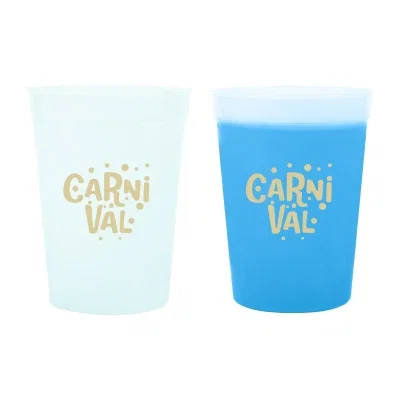 Tapered plastic sides of the reusable drinkware