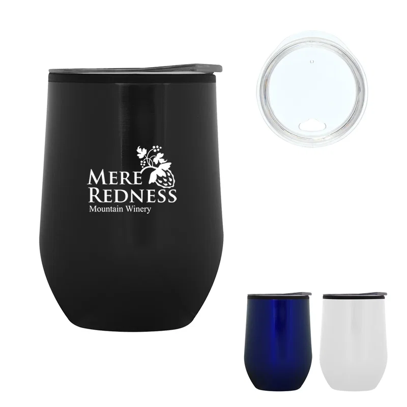 Hand wrapped around the small wine tumbler