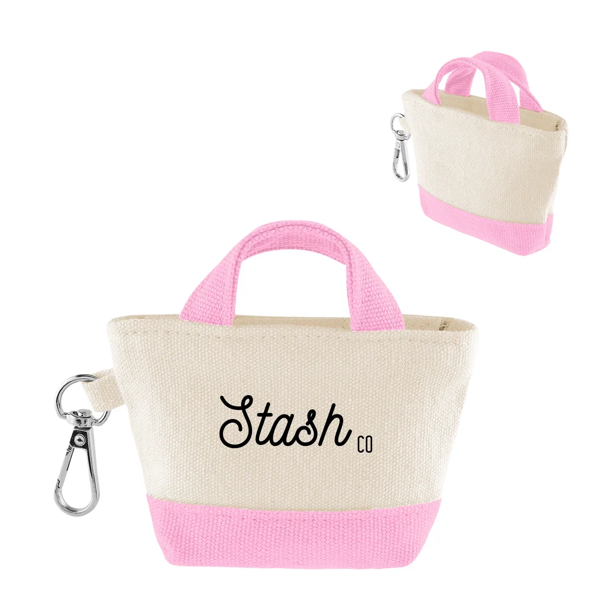 Handles close up, revealing the flat woven straps on this charm