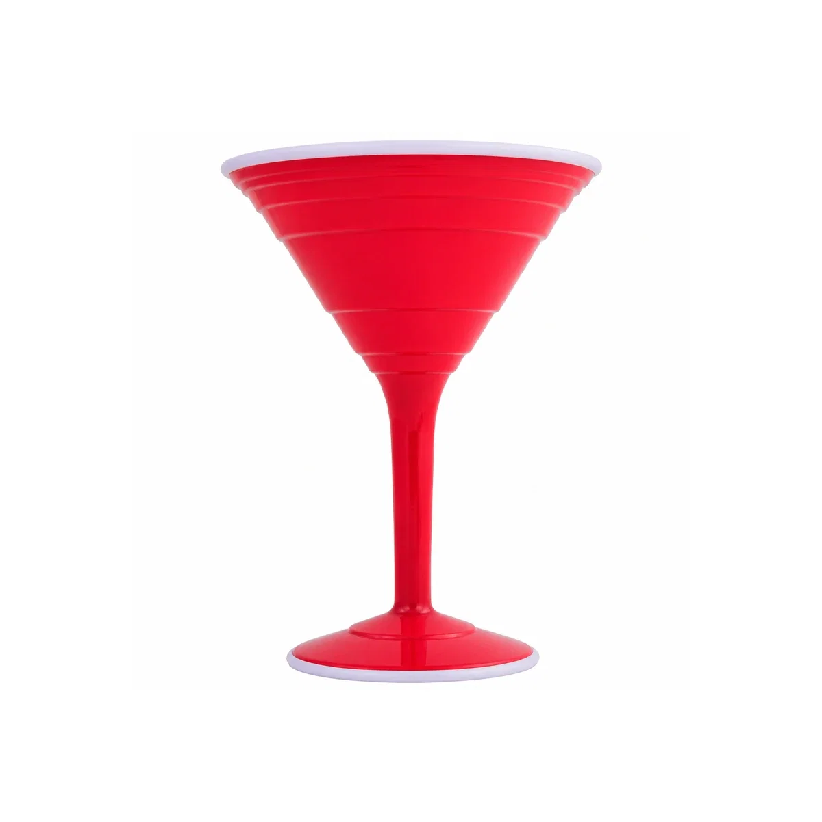 Tall red vessel shaped for cocktails and mixed drinks