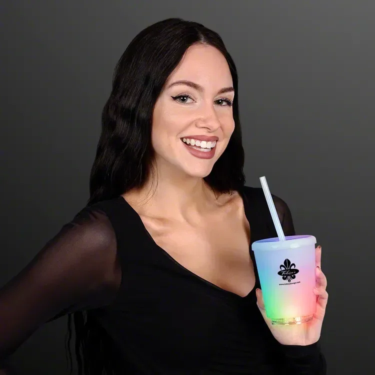 12 oz. Short Tumbler Light Cup with Lid & Straw — view 2