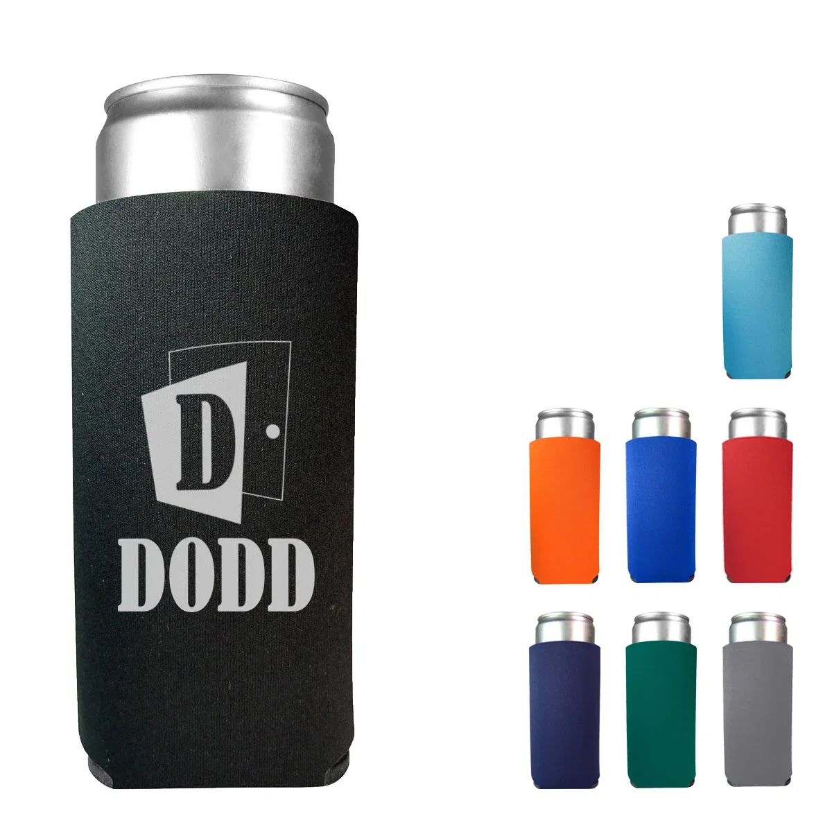 Fabric hugging the shape of a slim beverage container