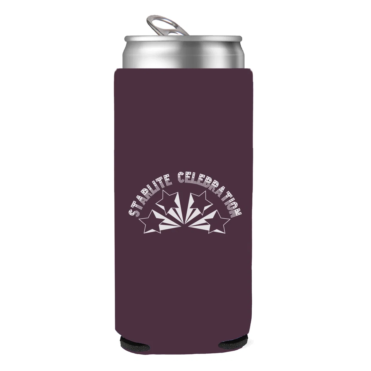 Black can cooler shown from a slight angle