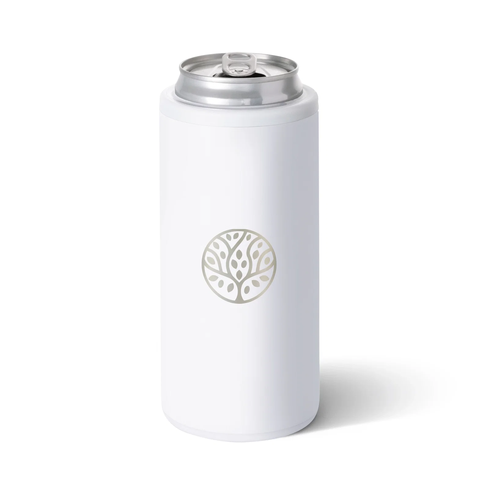Slim insulated sleeve in aqua sized for twelve ounce cans