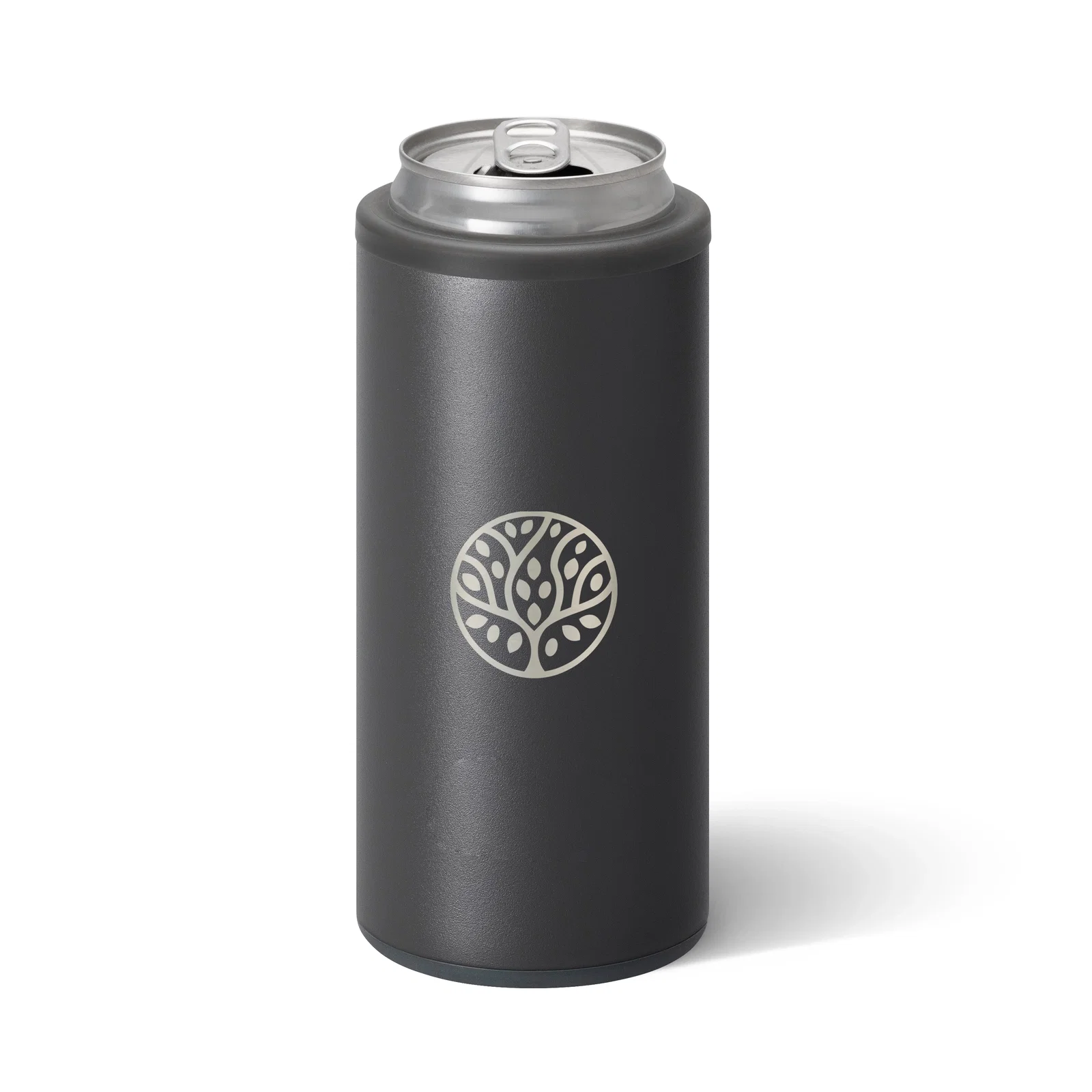Gray finish standing upright on a flat surface