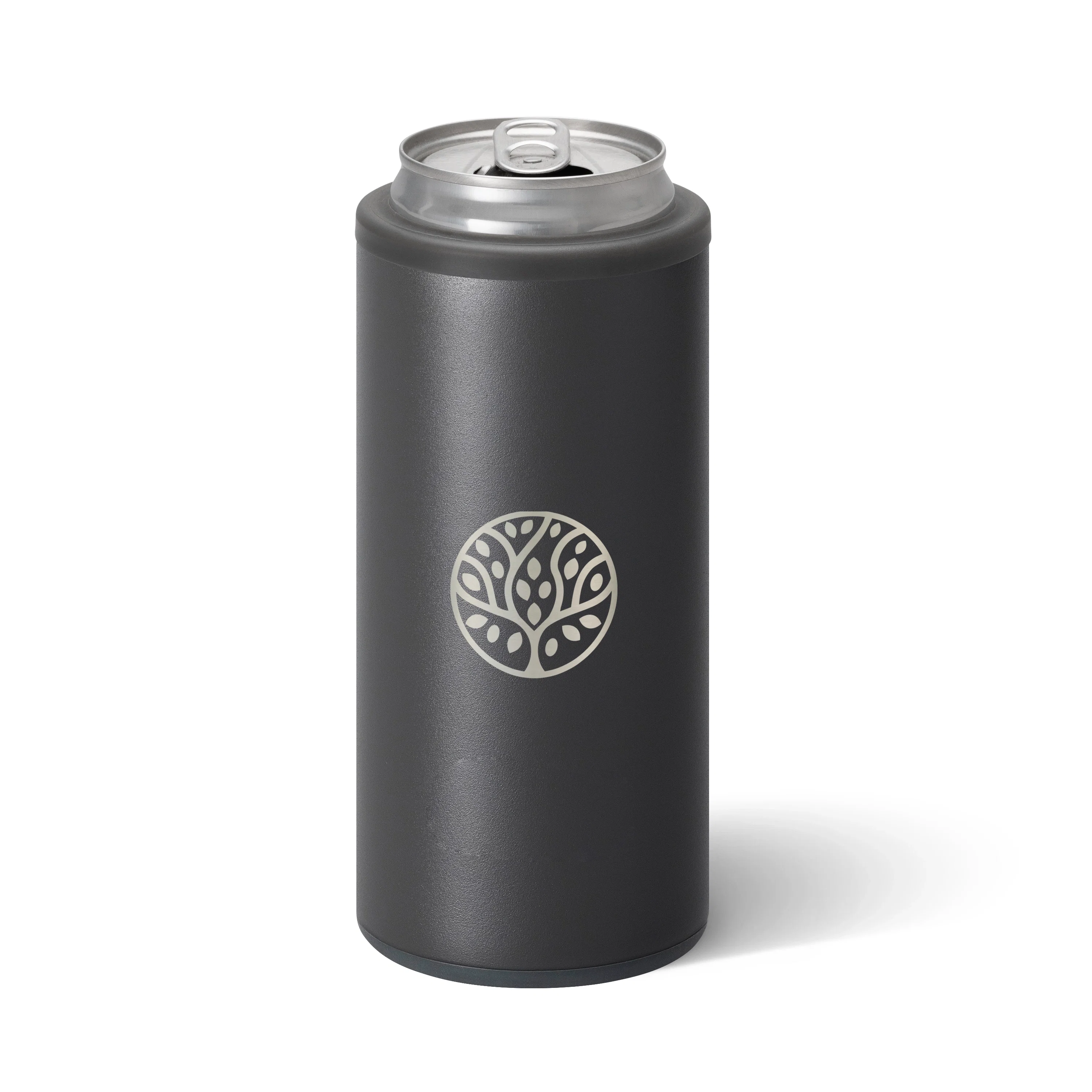 Gray finish standing upright on a flat surface