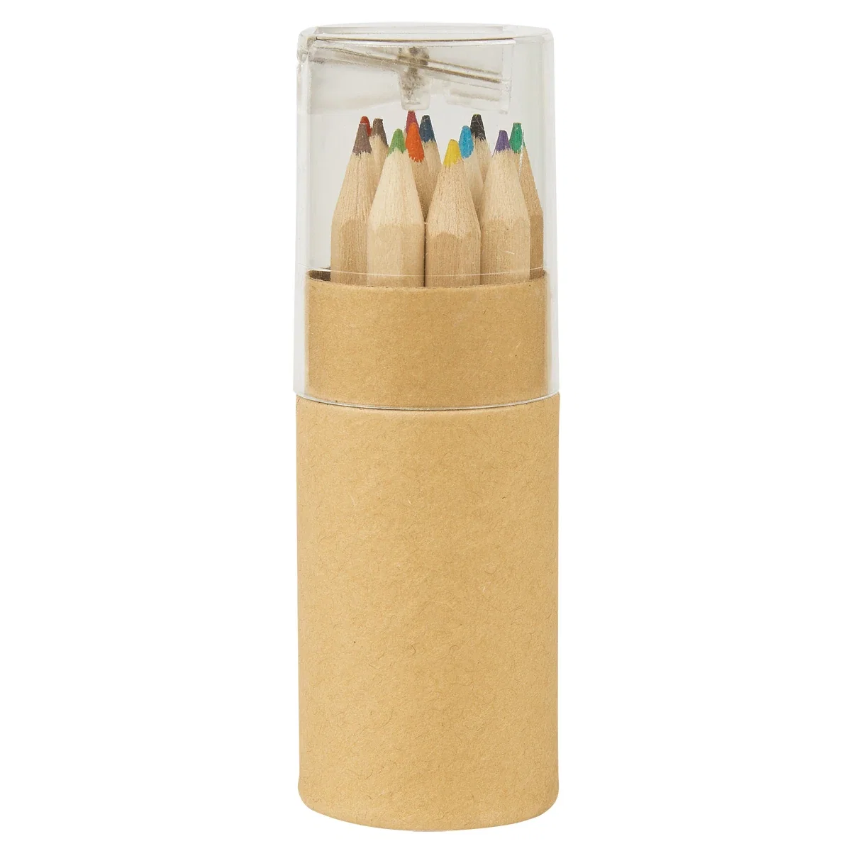 Pencils spread out beside the empty tube