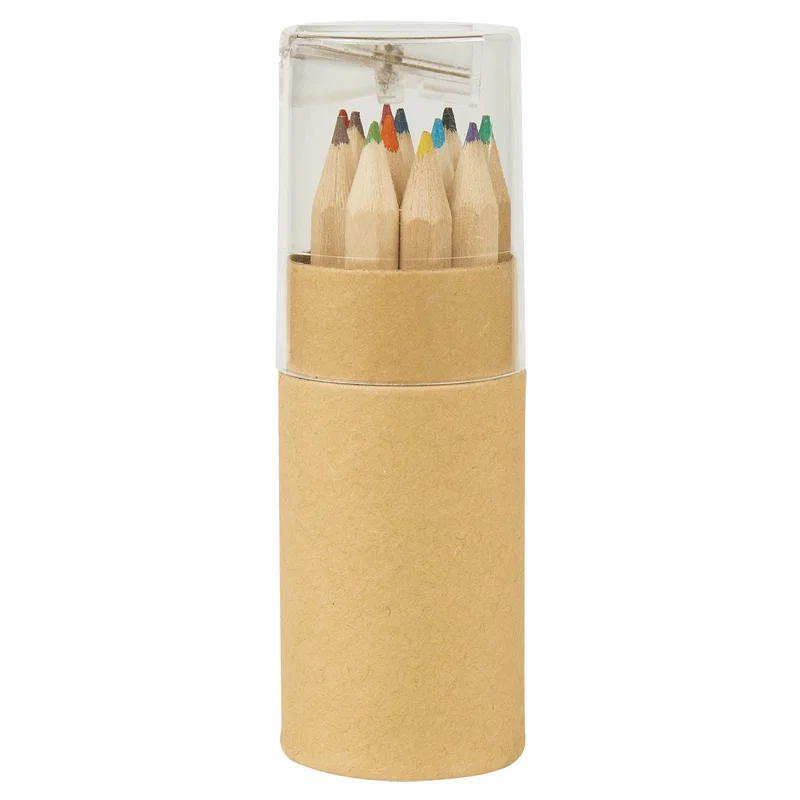Pencils spread out beside the empty tube