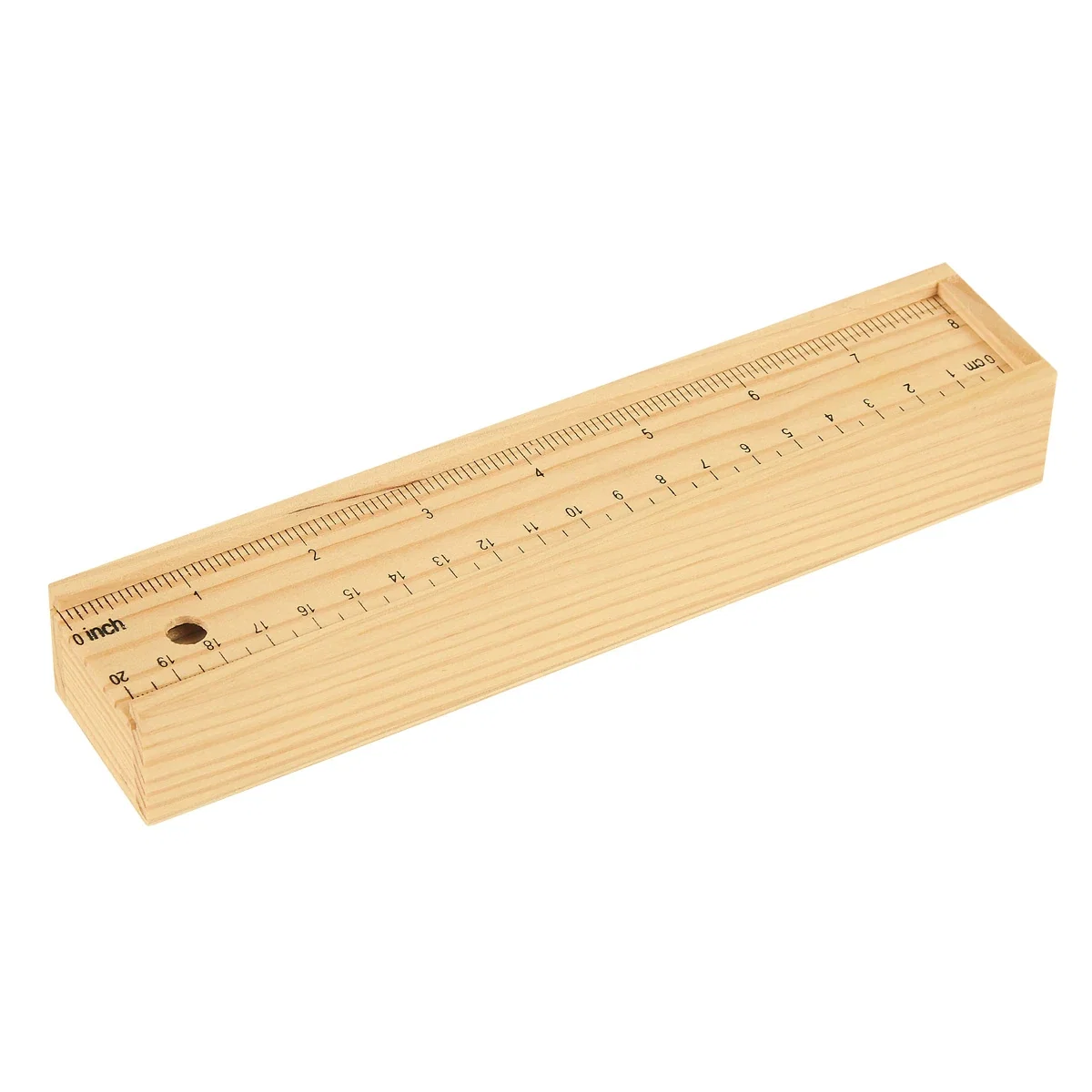 Natural wood grain detail along the case exterior