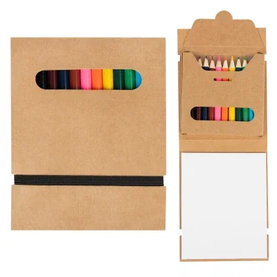 Pencils fanned out beside the included sheet